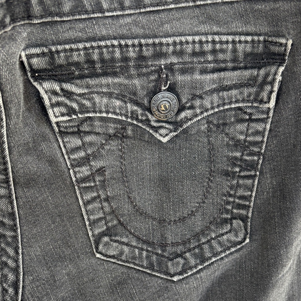 True Religion Billy Black Mid Rise Y2K 90s Horseshoe Denim Jeans sz 32 - Picture 4 of 11